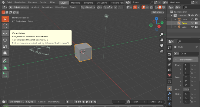 Screenshot von Blender